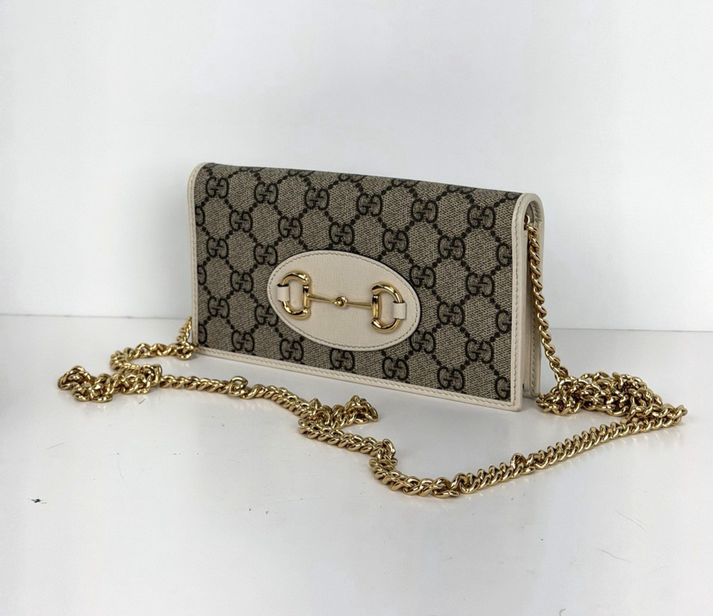 Gucci Horsebit 1955 Wallet On Chain Bag in Brown GG Supreme Monogram Canvas S-02